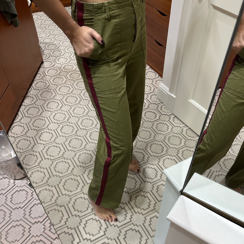 Zara - green pants with red side stripe - size 4